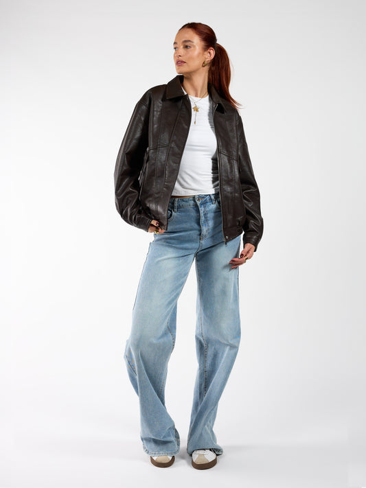 Loua leather jacket | Brown | Tall