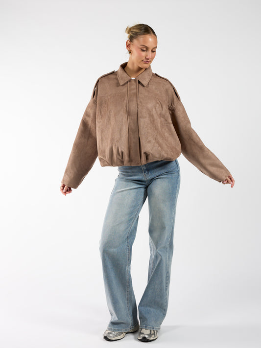 Izabel suede jacket | Taupe | Tall
