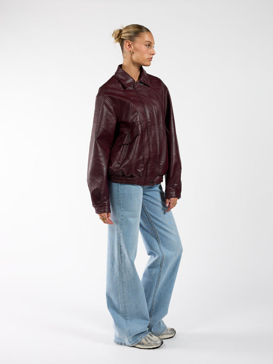 Loua leather jacket | Bordeaux | Tall