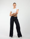 Skye | Mid Waist | Super Wide Leg Jeans | Navy blue | Stretch | Tall