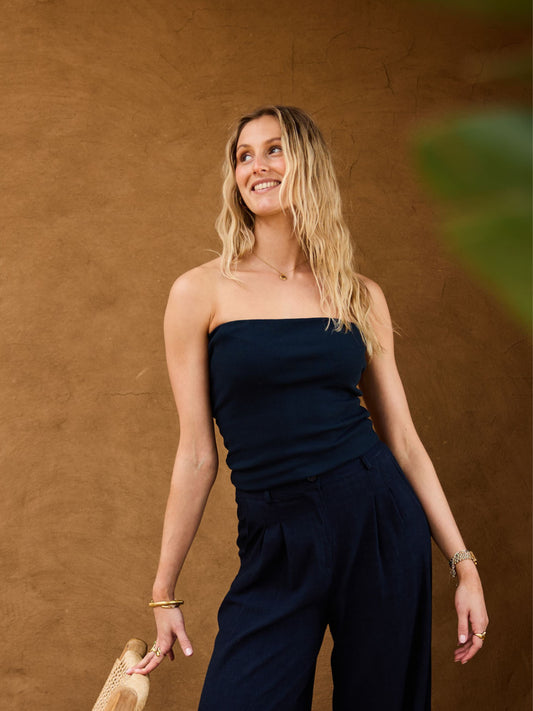 Sophia Basic Tube Top | Navy