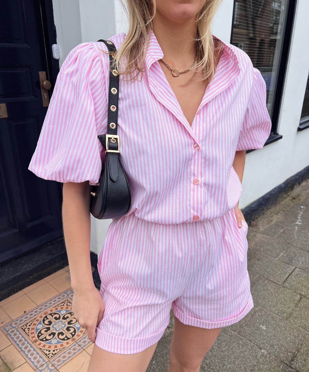 Fae | Playsuit | Pink white striped | Tall