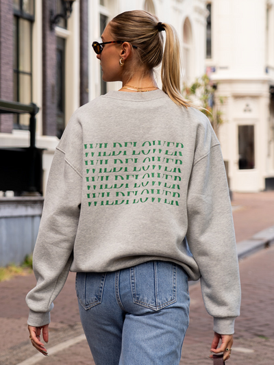 Wildflower Sweater | Grey with green print | Tall