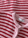 Lola Knitted Spencer with Buttons | Pink Red Striped | Tall