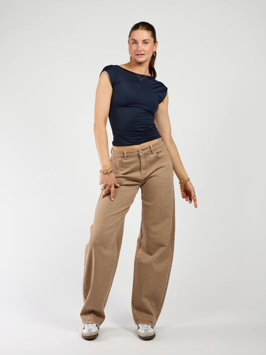 Zoey Barrel Jeans | Mid-waist | Mocha | Stretch | Tall