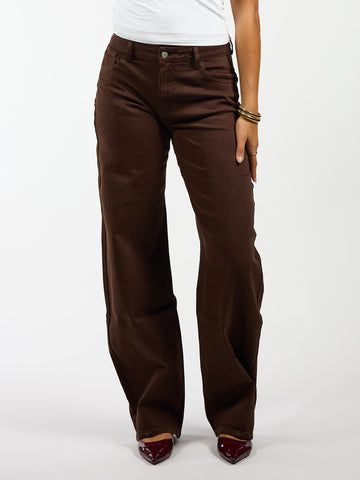 Zoey Barrel Jeans | Mid-waist | Brown | Stretch | Tall